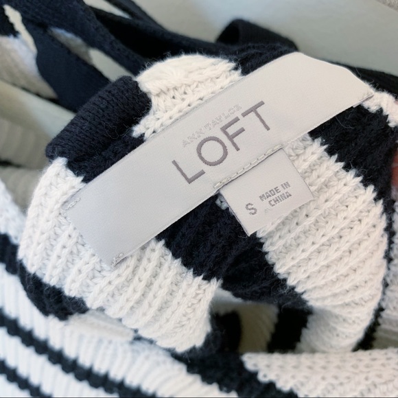 BRAND NEW!  LOFT Striped Lace Up Sweater - Picture 7 of 7